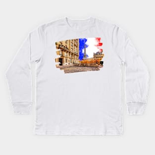 Eiffel Tower In Paris France Easy Drawing Kids Long Sleeve T-Shirt